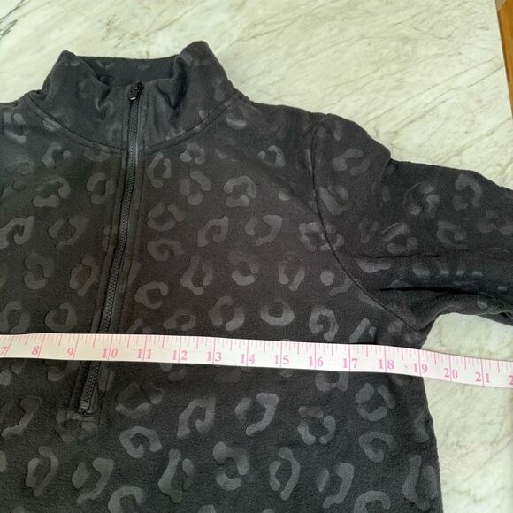Comfort Code Women's Leopard-Embossed Fleece Quarter Zip Pullover Black XS NWT - Picture 7 of 8